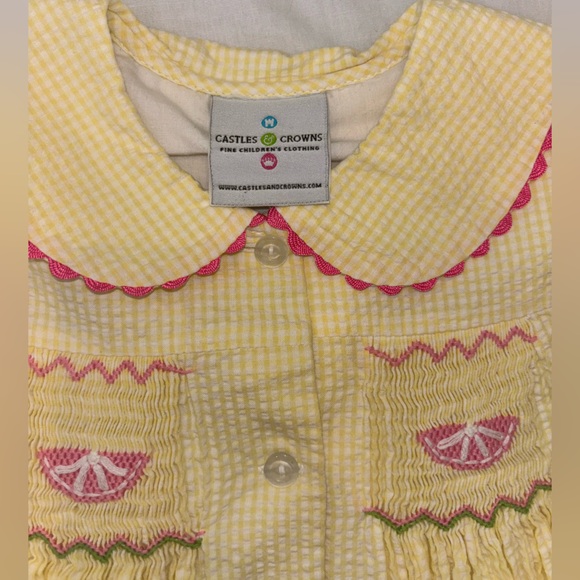 Castle and crown Yellow and white seersucker toddler dress - Picture 3 of 3